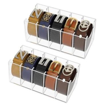 Imagem de Kit 2 Organizador de Cintos em Acrílico Transparente 5 Compartimentos 