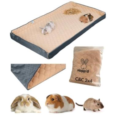 Imagem de Hopp'd Forro para gaiola de porquinho-da-índia HutchLiner – Roupa de cama de lã lavável para coelhos e porquinhos-da-índia – impermeável, controle de odores, tapete de resfriamento, tapete