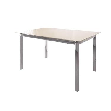 Imagem de Mesa de Jantar 120x80cm Tampo Vidro Dubai Cromado/Off White