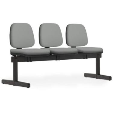 Imagem de Cadeira Longarina 3 Lugares Recepção Sala de Espera Work F02 Sintético Cinza - Lyam Decor