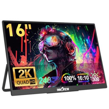 Imagem de InnoView Monitor Portátil De 16" 2K 240Hz, Monitor De Jogos Portátil Srgb 133%, Suporte Ajustável De 180° Integrado, Tipo C, Hdmi Ips, Cuidados Com Os Olhos, Segunda Tela Externa Para Ps4, Ps5, Swit
