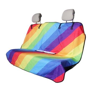 Imagem de Zinytrae Capa protetora de banco traseiro para cães e crianças, capa universal impermeável para banco traseiro para carro, caminhão, van e SUV, capas de carro laváveis na máquina (arco-íris, 1 peça de
