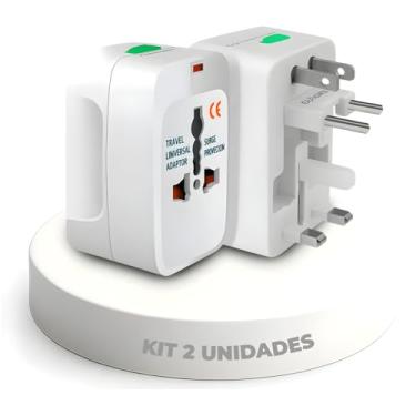 Imagem de KIT 2x Adaptador de Tomada Internacional Universal – Plug Bivolt para Celular, Notebook e Eletrônicos Para +150 Países (Argentina Chile Peru Europa Estados Unidos China) | Kit com 2 Unidades.