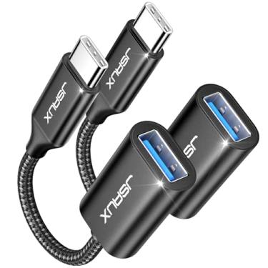 Imagem de JSAUX Adaptador USB C para USB 3.0 [2 unidades], USB C macho para USB fêmea OTG adaptador de cabo compatível com MacBook Pro/Air, iPhone 17 Pro Max/iPhone Air/16e/16/15, Samsung Galaxy S25/S24/S23