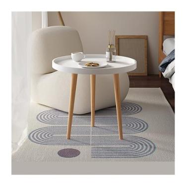 Imagem de Mesa de centro pequena mesa redonda moderna minimalista sala de estar varanda quarto simples montagem pequena mesa de centro mesa lateral mesa de canto (cor: 50 cm branco)