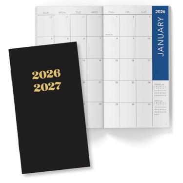 Imagem de Agenda de bolso mensal de 2 anos/calendário de bolso, 8,9 cm x 16,5 cm, 2026-2027: planejador semanal/agenda semanal/organizador de calendário mensal (preto)