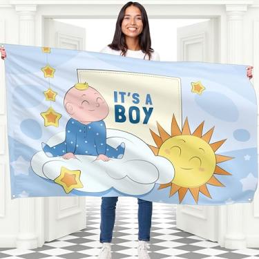 Imagem de Faixa It's a Boy - Banner Baby Boy 1,5 x 0,9 m - Decorações Welcome Sweet Baby Boy para chá de bebê ou festa de revelação de gênero