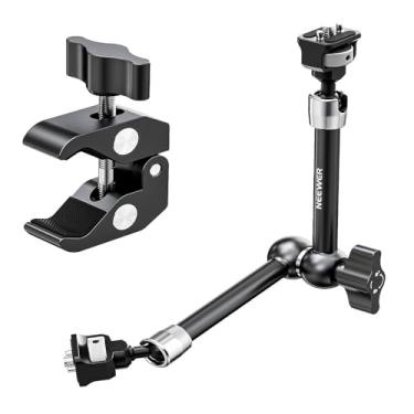 Imagem de Braço Mágico (Magic Arm) 11" Com Clamp, Parafusos 1/4-20 E Pinos Anti-Torção Para Câmera, Monitor E Luz LED, Suporte Ajustável Para Rig De Vídeo E Fotografia