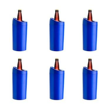 Imagem de Porta Garrafa Térmico Kit 6pçs Camisinha Para Cerveja 600ml (AZUL BIC)