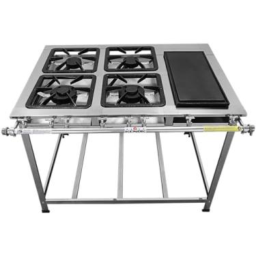 Imagem de FOGÃO SERV INOX BAIXA PRESSÃO 4 BOCAS BIFETEIRA (2 SIMPLES 2 DUPLAS)
