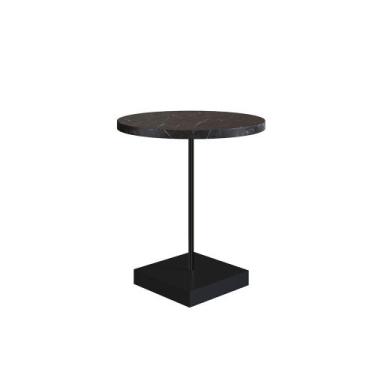 Imagem de Mesa Lateral Redonda Estilo Industrial Márquina Base Metálica Preto 51