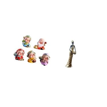 Imagem de Fenteer Estatuetas de Da Fortuna E Riqueza E Estátua de Senhora Tribal Africana em Resina Mini Esculturas para Quarto, Mesa, Festa, Decoração de Casa E H