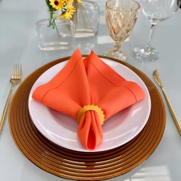 Imagem de Kit Guardanapo De Tecido Para Mesa Posta Ponto Ajour (2, Laranja)