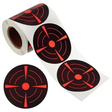 Imagem de Adesivos de alvo redondos fluorescentes de 7,6 cm, 1 rolo de papel reativo para alvos de tiro para prática de tiro, preto/vermelho