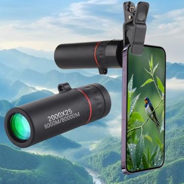 Imagem de Mini telescópio monocular com suporte de telefone, monóculos HD atualizados 30 x 25 para adultos de alta potência, para observar estrelas, caça, preto