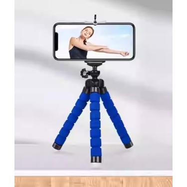 Imagem de Generic Tripé de telefone, mini tripé de mesa portátil, azul, liga de aço e ABS, compatível com smartphone e câmera