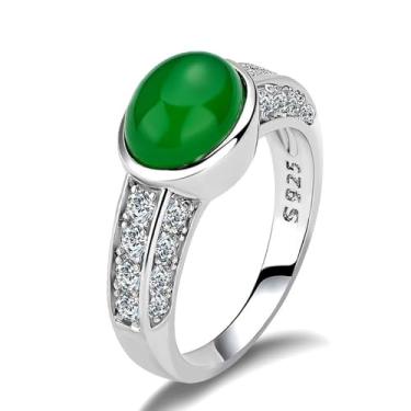 Imagem de Aliança de noivado de zircônia cúbica verde banhada a ouro branco, alianças de compromisso, festas noturnas, presentes de dia dos namorados, alianças de eternidade para mulheres, 7, Cobre, Sem pedra