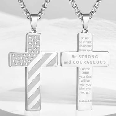 Imagem de Colar masculino de cruz de aço inoxidável - corrente de 61 cm com pingente de design de unhas (preto/ouro/prata), one size, Aço inoxidável, Sem Pedra Preciosa