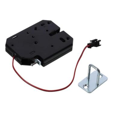 Imagem de Fechadura eletromagnética de armário de aço carbono portátil DC 12V 2A mini trava elétrica de controle elétrico preto durável
