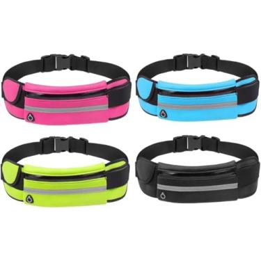 Imagem de Pochete Slim Esportiva à Prova D'água, Neoprene, 3 Compartimentos, com Faixa Refletiva e Saída para Fone, Ajustável até 120cm, para Corrida e Caminhada, 20x10cm (Rosa)