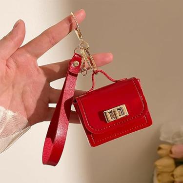 Imagem de Mini bolsa de mão para mulheres, bolsa pequena de poliuretano, porta-moedas, trava torcida com chave, bolsa para fone de ouvido, mini carteira organizadora de moedas, Cor 07