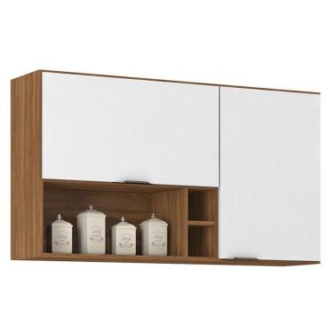 Imagem de Armário Aéreo Para Cozinha Firenze Nicho 2 Portas Amêndola Branco - Demóbile