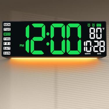 Imagem de Relógio de parede digital grande de 42 cm: relógio de decoração de parede grande para sala de aula, dormitório, escritório, jogos, sala de estar, presentes de aquecimento de casa, presente de