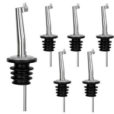 Imagem de MCSDFN Bico de despejo de licor com tampa contra poeira automática, bico de aço inoxidável 304 para garrafa de 1,9 cm, perfeito para azeite, álcool e vinho