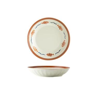 Imagem de Bandeja de arroz retangular de cor sólida binaural de cerâmica requintada para uso doméstico de alta temperatura - 20 cm