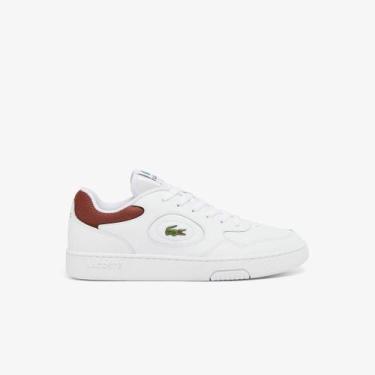 Imagem de Tênis Lacoste Masculinos Lineset de Couro, Branco, Burgundy, 38