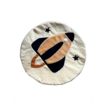 Imagem de Tapete Pelúcia Foguete 90Cm X 90Cm Quarto Infantil Base Emborrachado - Azul Marinho