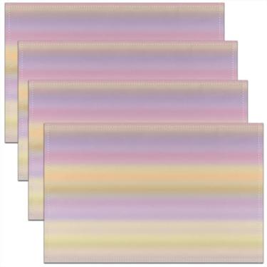 Imagem de Jogo americano de cor gradiente, conjunto de 45,7 cm x 30,5 cm para crianças, lavanda, roxo, para cozinha, decoração de mesa de jantar, ambientes internos e externos, para tapetes de mesa amarelos