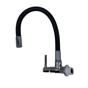 Imagem de Torneira de Parede Flexível Preta De 1/4 Volta em Abs com Arejador (Preta)