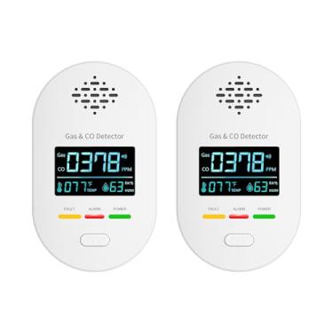 Imagem de Nsrrye Pacote com 2 detectores de monóxido de carbono, detector de CO e gás natural, combinação de detectores de gás e monóxido de carbono para viagens, detector de CO e gás 4 em 1 para casa/viagem