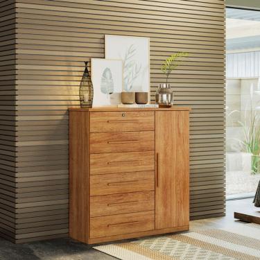 Imagem de Cómoda Moderna com 6 Gavetas e Cabideiro Vision -MobiBaby