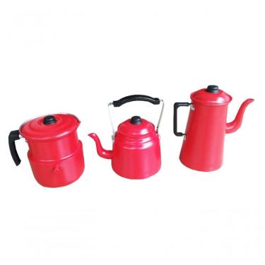 Imagem de Conjunto De Café Vermelho Craqueado 3 Peças Extang Promoção