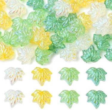 Imagem de UR URLIFEHALL 40 peças, 4 cores, contas de folha de bordo de vidro, folhas transparentes, contas espaçadoras de cristal para fazer joias faça você mesmo, pulseira, colar, brincos