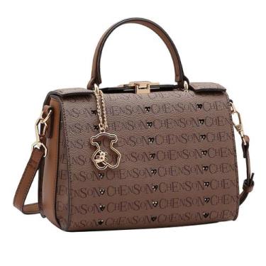 Imagem de Bolsa Feminina Transversal Alça Mão Coração Strass Chenson, Cafe, UN