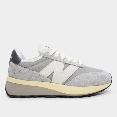 Imagem de Tênis New Balance 370v1 Unissex, Cinza, Branco, 36