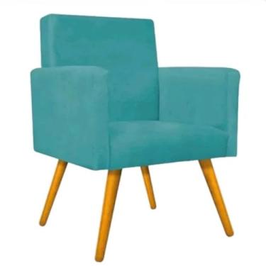 Imagem de Poltrona Cadeira Nina Para Sala Quarto Salão Decorativa Pés Palito(Azul Turquesa)
