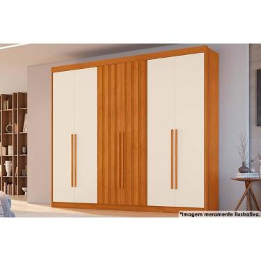 Imagem de Guarda Roupa 6 Portas (2 Ripadas) E 6 Gavetas Atenas Cinamomo-off White - Conquista