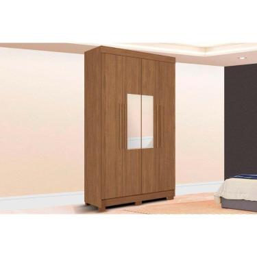 Imagem de Guarda Roupa Solteiro 4 Portas (2 C/ Espelho) E 2 Gavetas C/ Pés Sarandi Jatobá - Santos Andirá