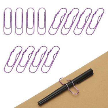 Imagem de PATIKIL 12 clipes de suporte de caneta para caderno, clipe de caneta de metal de 7 x 1,7 cm para prancheta de escritório, jornal, organizadores de mesa de casa, roxo