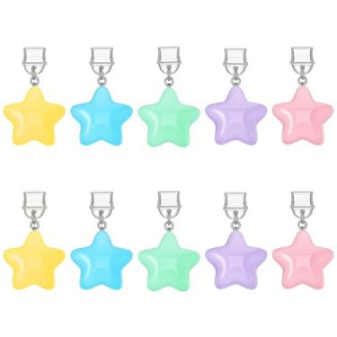 Imagem de ElevateTech Pacote com 10 berloques de plugue de poeira estrelas fofas que brilham no escuro pingentes USB C e porta de carregamento tipo acessórios para leitores de livros compatíveis com telefone