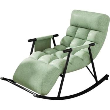 Imagem de FENOKD Cadeira de balanço moderna, poltrona, sofá, poltrona com bolsos laterais, poltrona reclinável para sala de estar/quarto ou cadeira de dormir preguiçosa (verde B tamanho único)