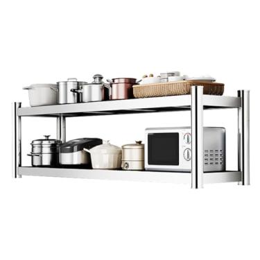 Imagem de Prateleiras de aço inoxidável de 2 ou 3 níveis, armários de parede de cozinha, organizador de pratos de especiarias, prateleira de armazenamento para banheiro, restaurante, lavanderia, prateleiras