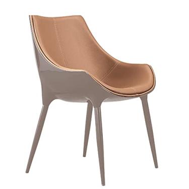 Imagem de Cadeiras de móveis de sala de jantar de cozinha com design moderno cadeiras de jantar de cozinha cadeiras de sala de estar couro alto acolchoado assento macio cadeiras de acento pés de aço cônicos