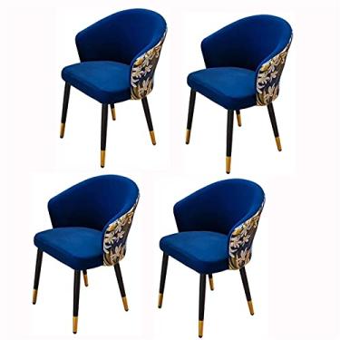 Imagem de Conjunto de 4 cadeiras de sala de jantar para cozinha, sala de jantar, cadeiras de sala de estar com pernas de metal, assento e encostos de veludo, cadeira de maquiagem doméstica moderna para quarto