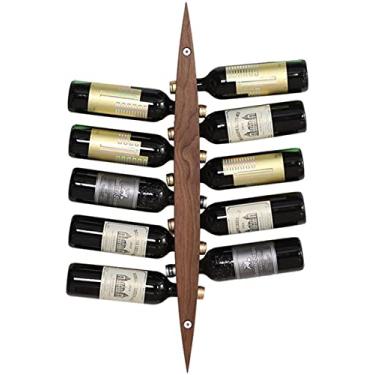 Imagem de Prateleiras de vinho de parede Suporte de garrafa vintage barra de madeira industrial organizador de prateleiras flutuantes suporte de parede prateleira de vinho rústica design de decoração de parede