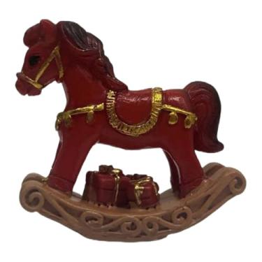 Imagem de Fxzqgnh Pequeno Cavalo de Balanço Natalino, Decoração, Miniatura, Peça de Coleção, Escultura para Sala de Estar, Estante Ou Hotel, Style B, Tamanho real